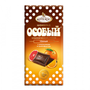 Шоколад Особый, ГОСТ, темный с апельсином и грейпфрутом 75 гр.